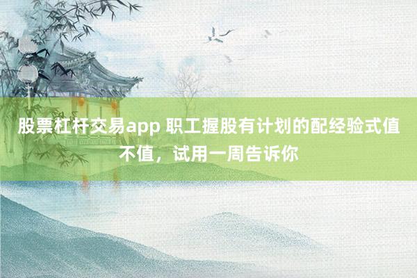 股票杠杆交易app 职工握股有计划的配经验式值不值，试用一周告诉你