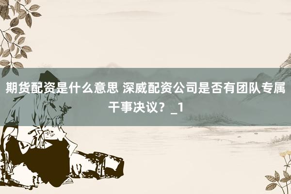 期货配资是什么意思 深威配资公司是否有团队专属干事决议？_1