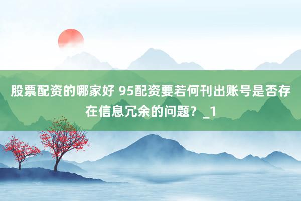 股票配资的哪家好 95配资要若何刊出账号是否存在信息冗余的问题?_1