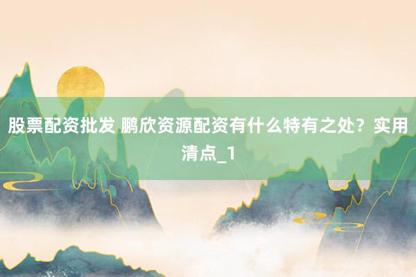 股票配资批发 鹏欣资源配资有什么特有之处？实用清点_1